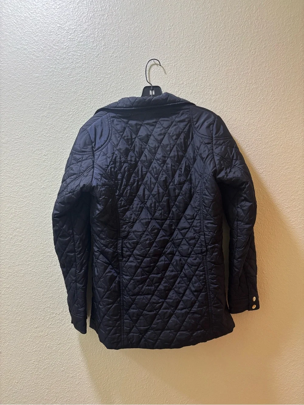 Banana Republic Navy Quilted Jacket with Pink Cardigan